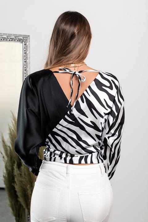 Elegantna bluza s potiskom Roveretta, črno-bela