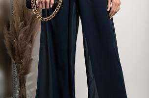 Elegantne dolge hlače Veronna, temno modre