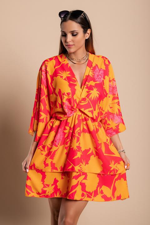 Elegantna mini obleka  s potiskom Amasena, oranžna