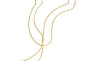 Komplet dveh verižic z okrasnim vozlom, zlate barve