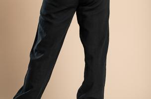 Modne dolge hlače z žepi in elastiko v pasu Amory, črne