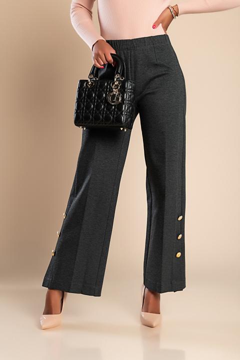 Elegantne hlače z gumbi, sive