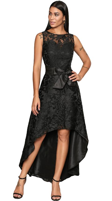 Elegantna mini obleka brez rokavov s čudovito čipko Suzan, črna